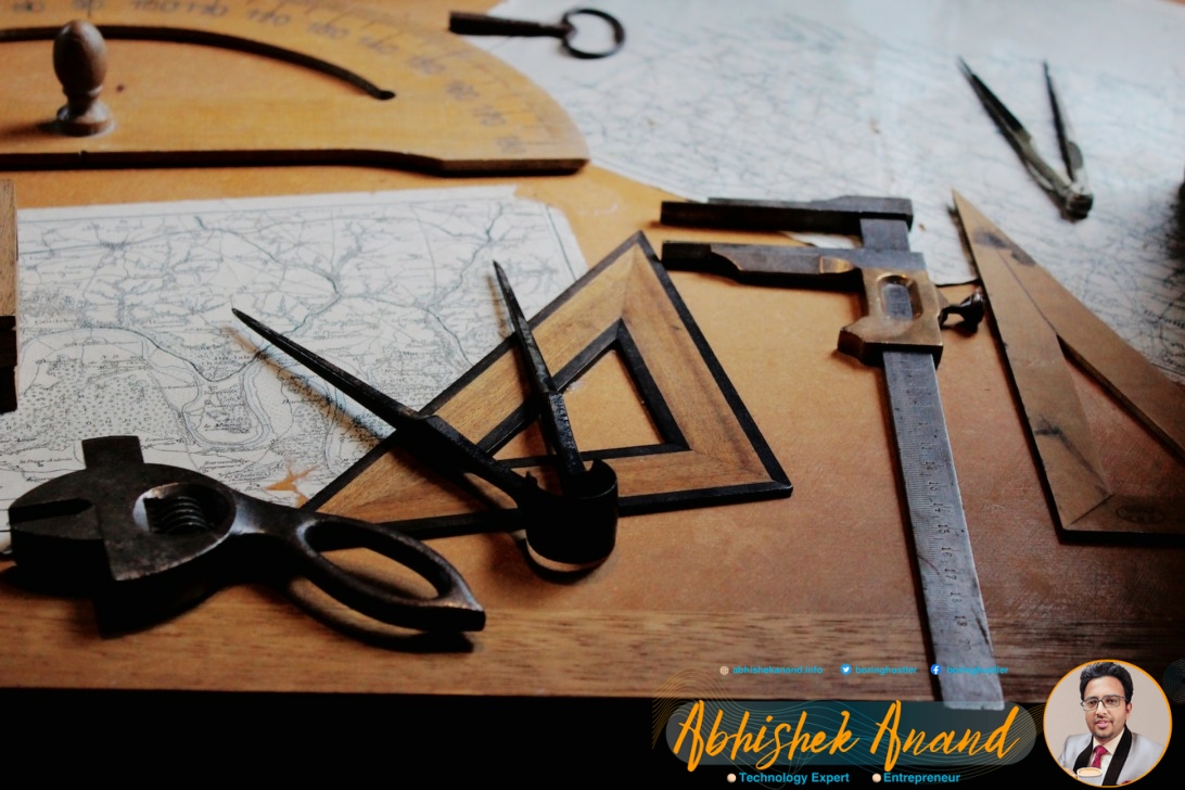 drafting instruments on top of table