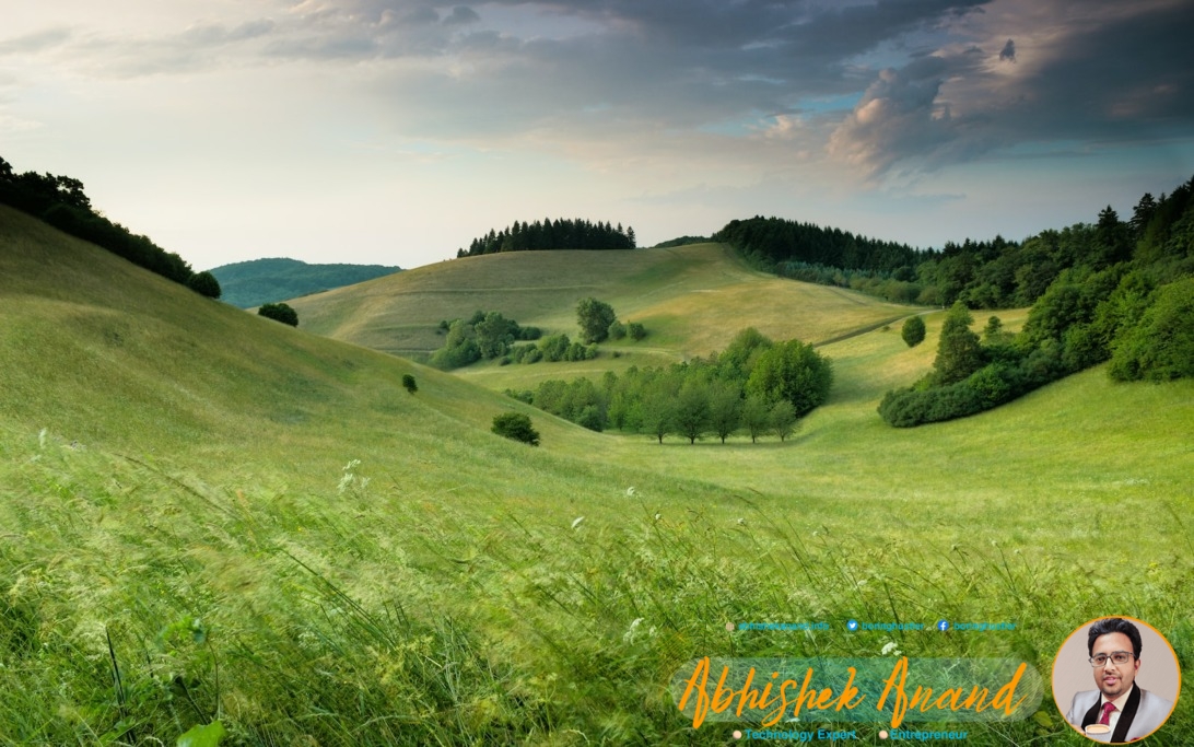 green hills with forest under cloudy sky during daytime